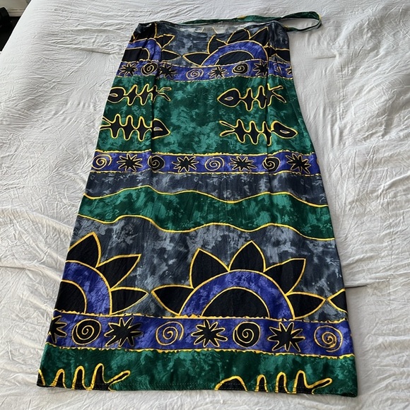 Vintage 100% Cotton Made in Thailand Two Piece Wrap Skirt & Top Set - Picture 3 of 7